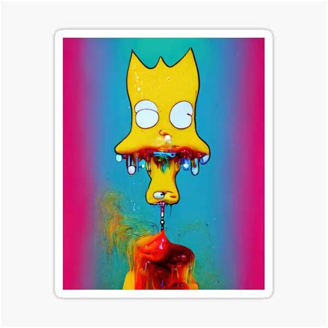 Smiling Bart Melties Psychedelic Pop Culture Digital Art Sticker
