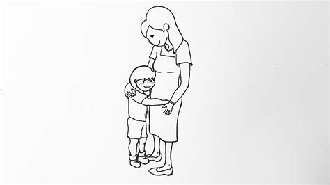 How To Draw A Mother And Daughter Hugging Easy Youtube