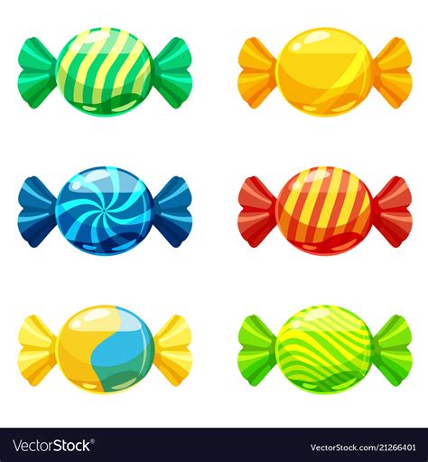 A Set Sweet Candies In A Package Different Vector Image