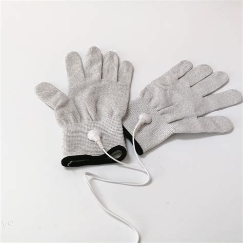 1pair silver conductive fiber tens ems massage gloves electrotherapy facial conductive gloves