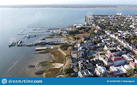 Aerial View Of The Peninsula Of Charleston South Carolina Editorial