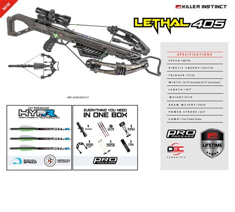 New 2022 Killer Instinct Lethal 405 4x32 Scope Crossbow Package