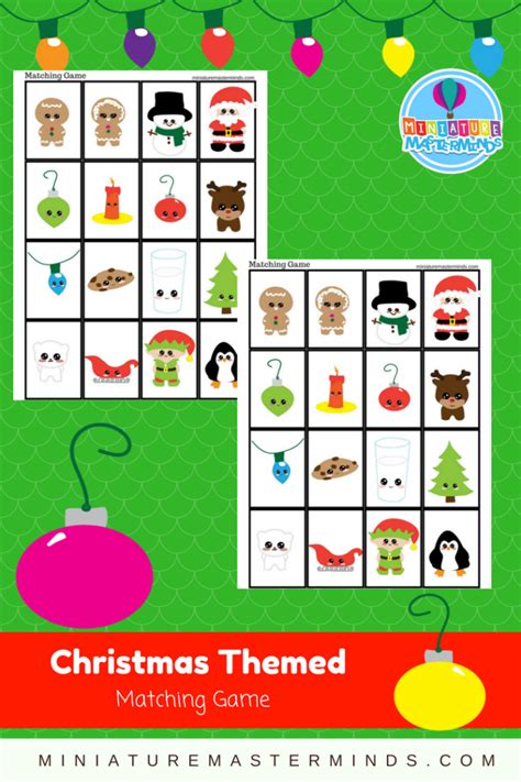 Free Printable Christmas Themed Matching Game Miniature Masterminds