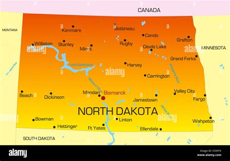 Vector Color Map Of North Dakota State Usa Stock Photo Alamy