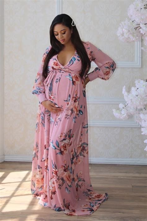 Winter Floral Gown Plus Size Maternity Dresses Floral Gown