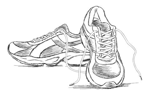 Handmade Sneakers Sports Shoe Vector Sketch Illustration Xg