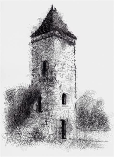 Old Tower Seanbriggs Sketch A Day Architecture Drawing Facade