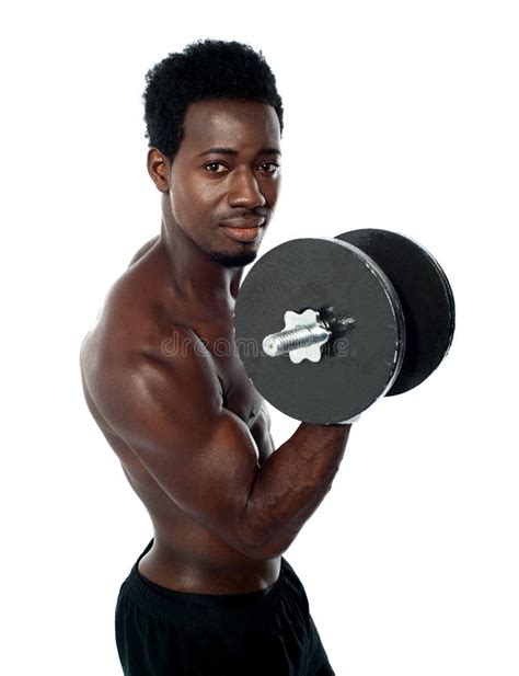 Muscular African Guy Doing Biceps Exercise Stock Photos Image 25761853