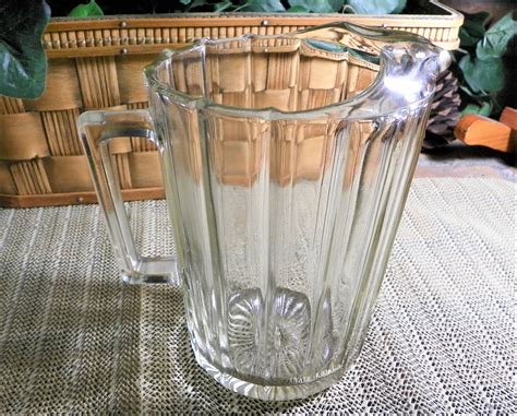 Vintage Small 32 Oz Clear Glass Paneled Pitcher By Jeanette Etsy Clear Glass Glass Panels