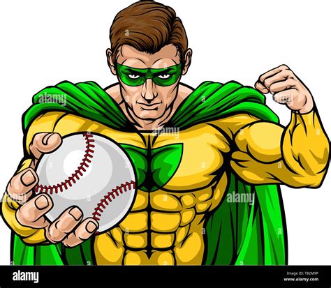 Superhero Holding Baseball Ball Sports Mascot Stock Vector Image And Art