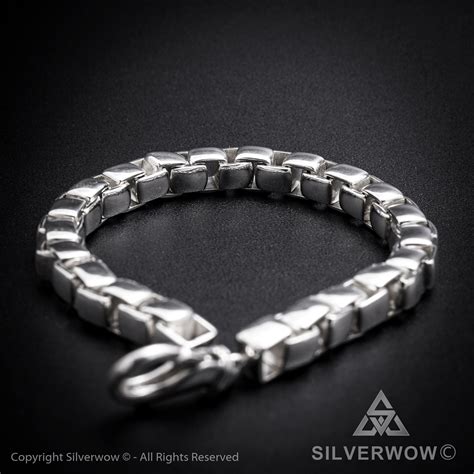 Mens Box Chain Link Mens Bracelet Handmade Sterling Silver Silverwow