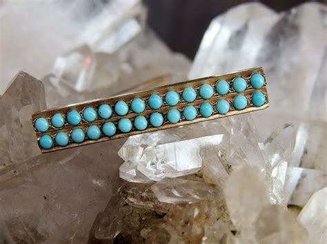 Persian Turquoise Gold Filled Beauty Or Bar Pin Edwardian Etsy