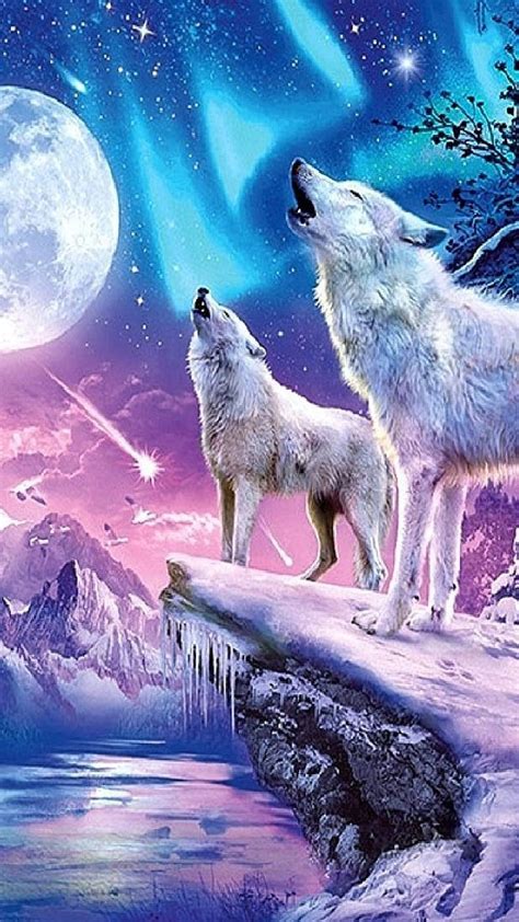 White Wolf Howling At The Moon Wallpaper
