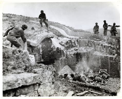 American Soldiers Attacking Japanese Pillbox Okinawa Island Japan