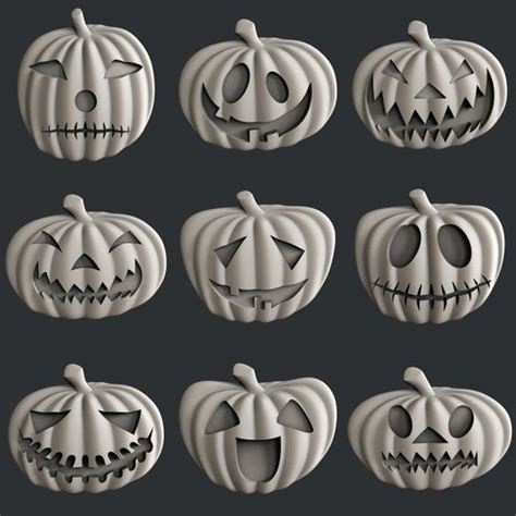 3d Stl Models For Cnc Set Pumpkin Halloween Etsy Stl File Format