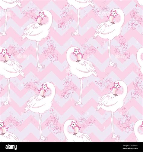 Seamless Pattern With Pink Flamingo Vector Illustration Stock Vector
