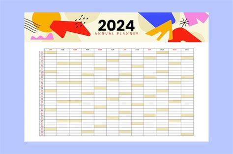 Free Vector Flat 2024 Annual Planner Template
