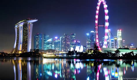 Singapore City Skyline At Night 4k Ultra Hd Wallpapers Desktop Background