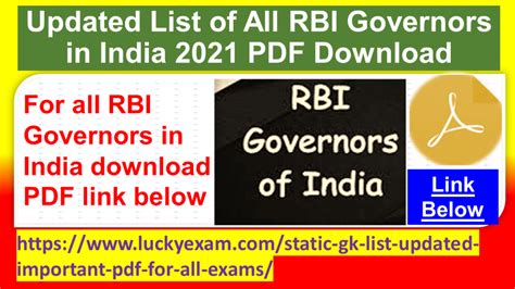 Updated List Of All Rbi Governors In India 2021 Pdf Download