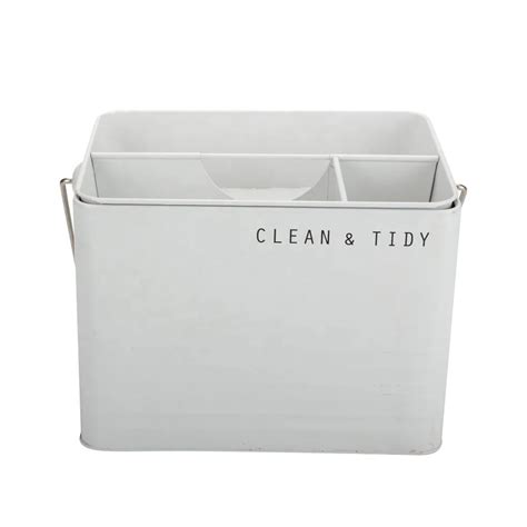 Powder Coating Cream Color Metal Housekeepers Box House Cleaning Caddy