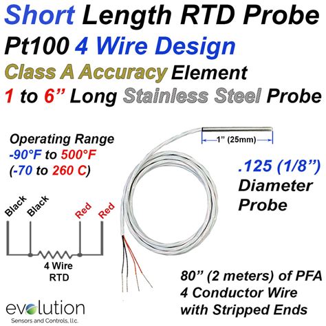 Short Rtd Probe 1 Inch Long 18 Diameter 4 Wire Design Evolution