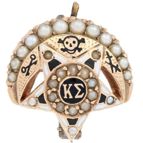 Kappa Sigma Badge 10k Yellow Gold Enamel Seed Pearls Fraternity Pin