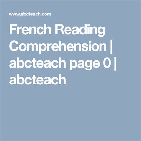 French Reading Comprehension Abcteach Page 0 Abcteach Reading