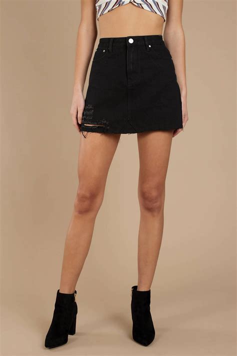 Tobi Mini Skirts Womens Albury Black Distressed Denim Skirt Black ⋆ Theipodteacher