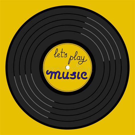Lets Play Music Lettering Title On Vinyl Record Yellow Background