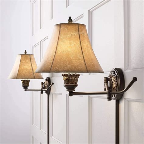 Rosslyn Set Of 2 Bronze Plug In Swing Arm Wall Lamps Wall Lamps