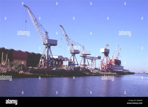 Cranes At Bae Systems Shipyard Govan On The Clyde Glasgow Scotland