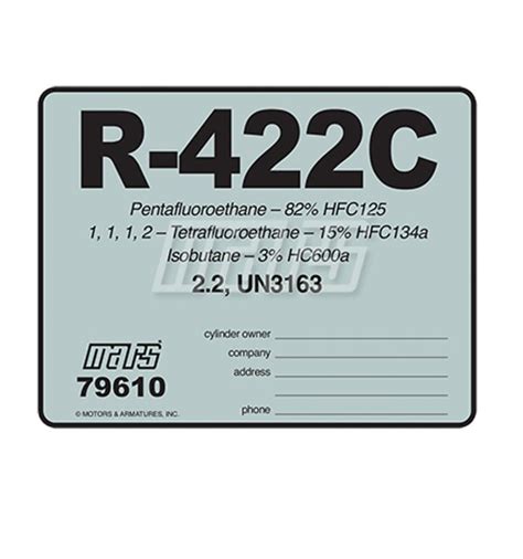 R 422c Refrigerant Label Pack10 Airstar Solutions