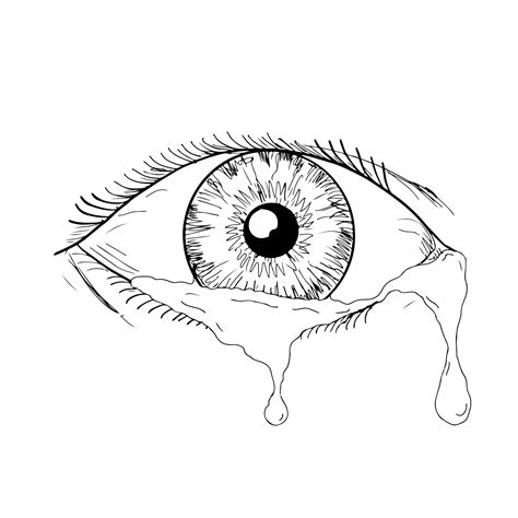 ojo humano llorando lágrimas fluyendo dibujo Vector en Vecteezy