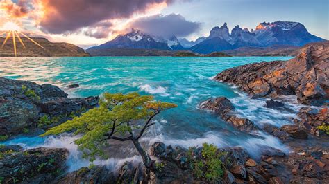 Wallpaper Cuernos Del Paine Patagonia Chile Lake Pehoe Mountains