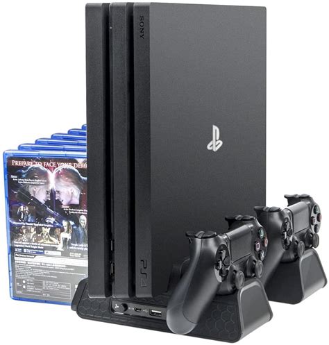 Ps4 Vertical Stand12pcs Discs Storage Game Towerdual Controller