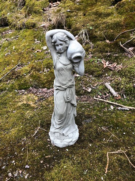 Concretecement Grecian Woman With Jug Statue 20 Tall Lawn Garden