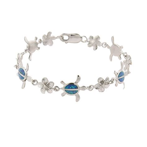 Sterling Silver Plumeria And Opal Sea Turtle Bracelet Eves Addiction®