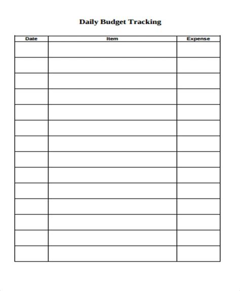 Daily Personal Budget Template