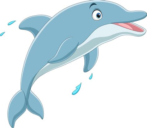 Dibujos Animados Feliz Delf N Azul Saltando Vector Premium