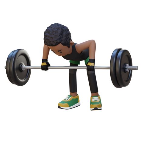 3d Sportsman Character Sculpting Back Muscles With Bent Over Row Workout 26469853 Png