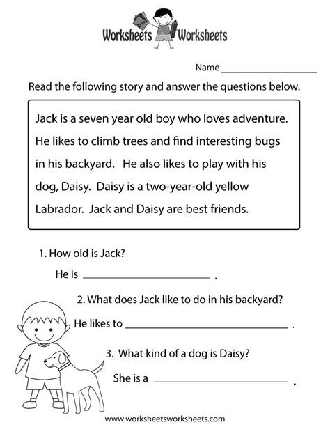 English Comprehension Worksheets Grade 9 Reading Comprehension