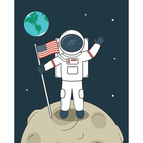 Astronaut With Flag On The Moon Astronaut Moon Space Png And Vector