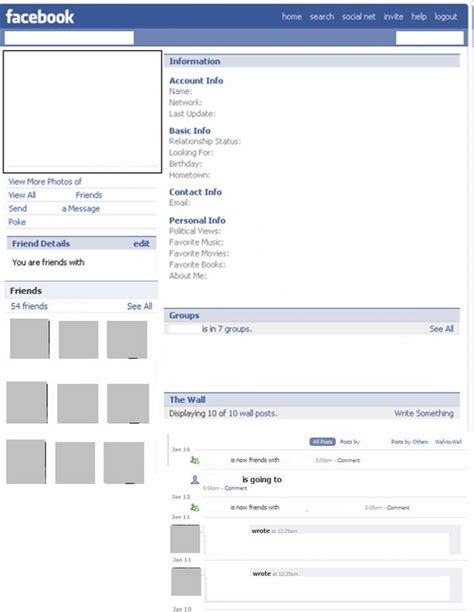 Blank Facebook Page