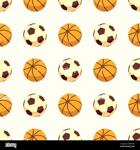 Sport Seamless Pattern Soccer Or Football And Basketball Seamless