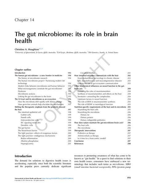 Pdf The Gut Microbiome Its Role In Brain Health