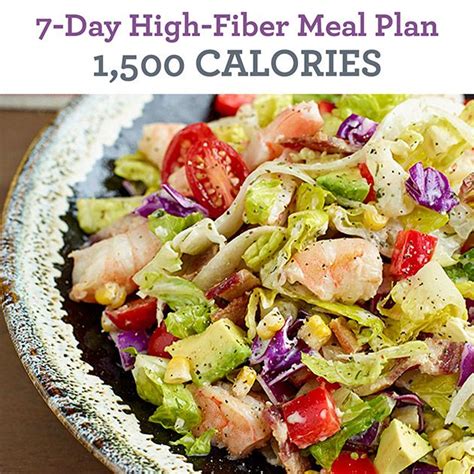 The recommended daily fiber consumption for women. 7-Day High Fiber Meal Plan: 1,500 Calories | Chopped salad ...