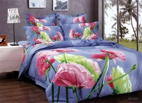 Beautiful Queen Size Blue Pink Floral Bedding Set Quilt Duvet Cover Bed