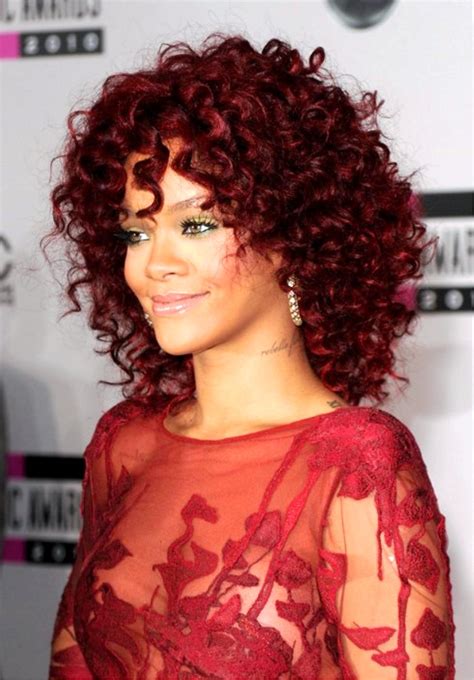 Pictures Of Rihanna Red Curly Hairstyles