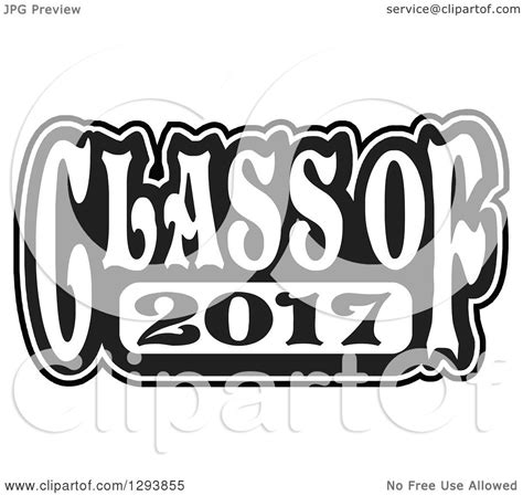 Clipart Of A Black And White Class Of 2017 High School Graduation Year