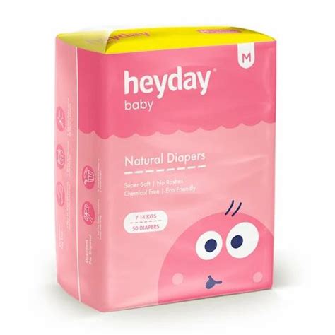 Heyday Natural And Organic Medium Baby Diapers Pack Of 50 Infant